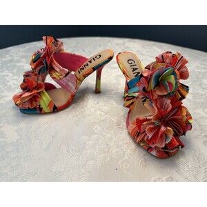Gianni Bini Women's Hardaway Abstract Printed Ruffle High Heel Sandals Size 6.5